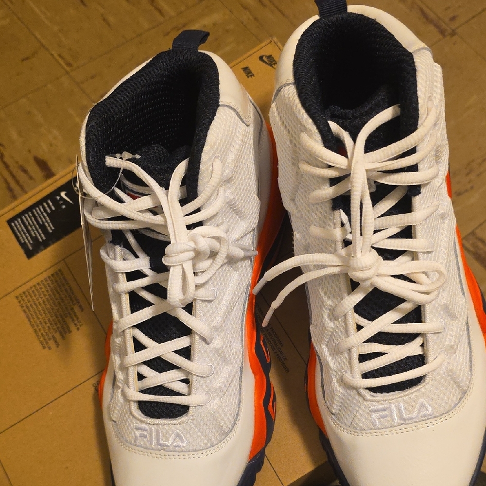 Fila White and Orange Athletic Sneakers